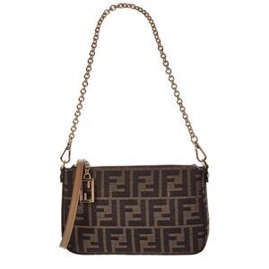 Fendi Baguette Ff Jacquard Pouch, Brown